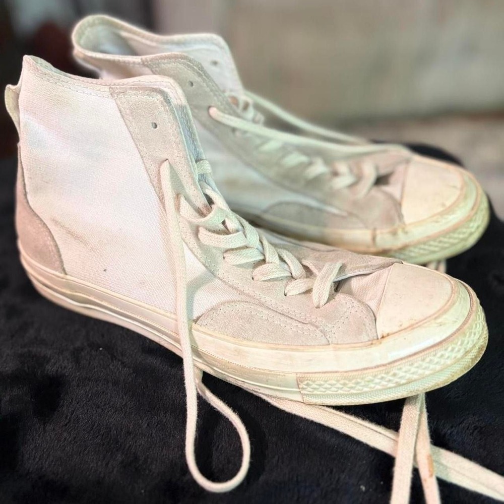 Converse Chuck 70 Hi Final Club Egret White Suede Canvas Sneakers 168605C Mens 8